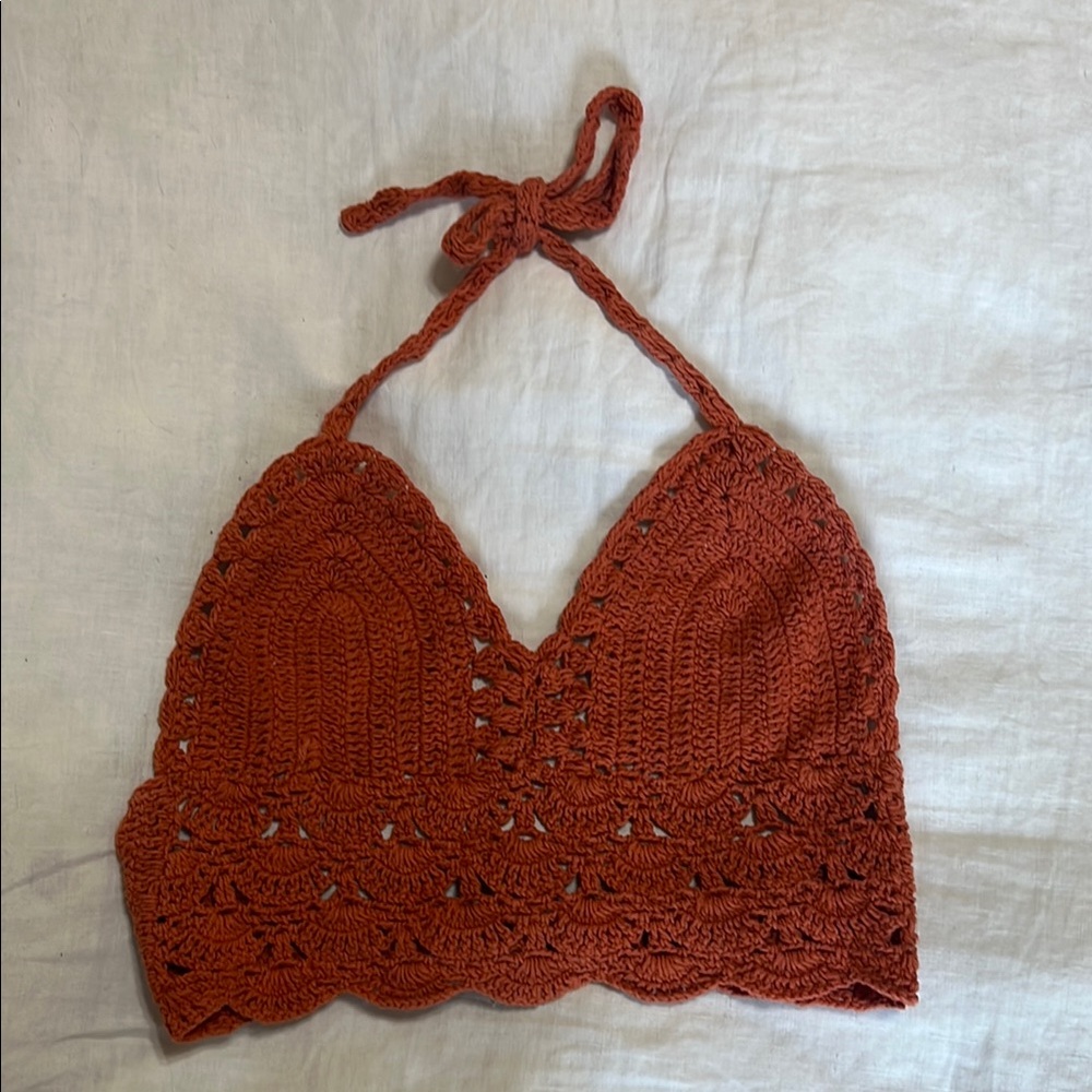 Crochet Halter Top in Rust